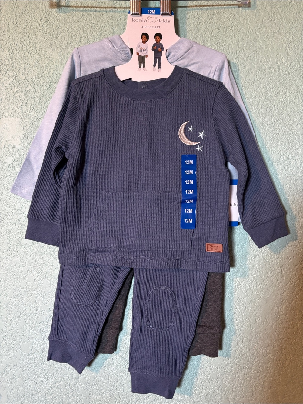 Koala Kids Baby Navy Moon & Stars 4 Piece Set, 12 mos - NWT